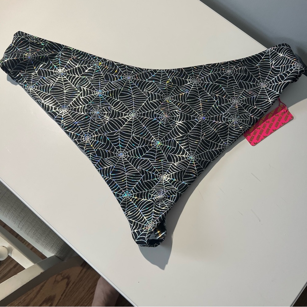 Curvy Beach Spiderweb Holographic Cheeky Bikini Bottom